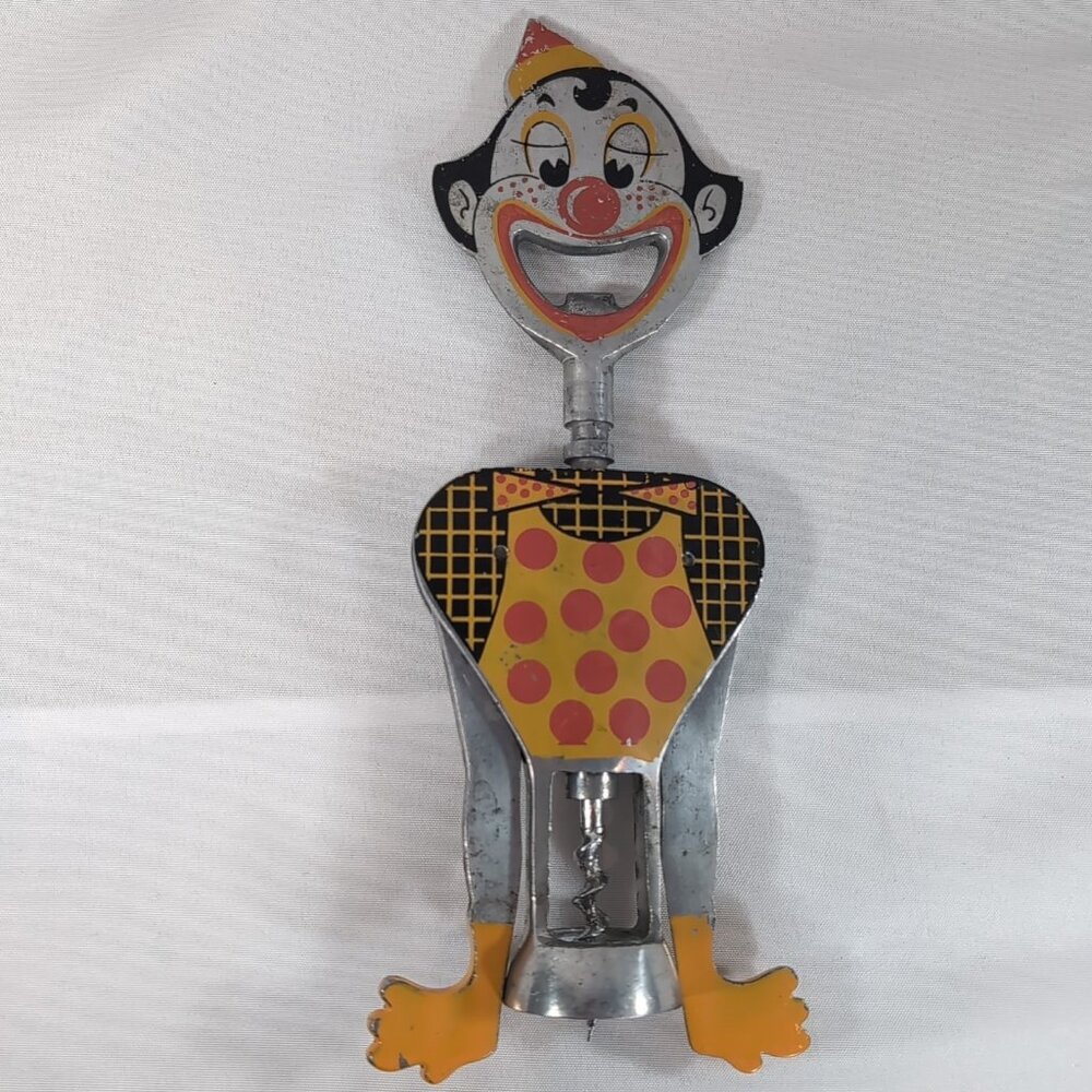 Carlo Gemelli Clown Corkscrew Wine Bottle Opener 50s Vintage Retro Italian Metal